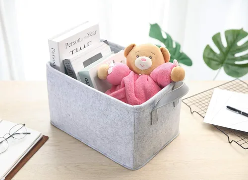 Miniatura 2 de Minoisome - Cestas de almacenamiento plegables de fieltro con asas de metal para juguetes, habitación de niños, ropa, toallas y revistas, cajas