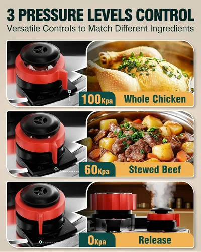 Miniatura 4 de WantJoin Olla a presión de 8 cuartos – Recipiente a presión de acero inoxidable 3 en 1 compatible con cocina de gas y de inducción, dispositivos