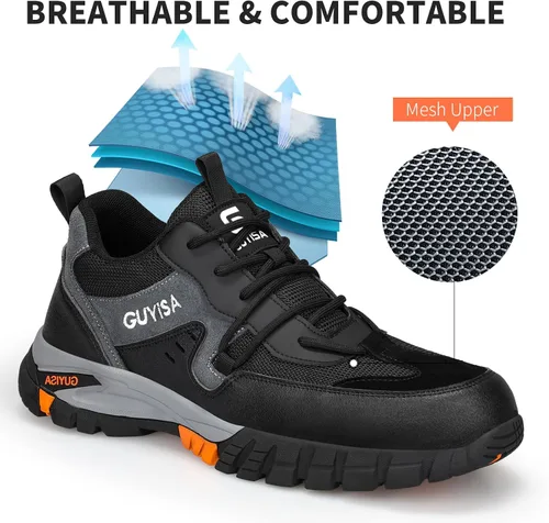 Miniatura 6 de GLANOUDUN Steel Toe Shoes for Men Outdoor Men's Work Sneakers Comfort Safety Toe Working Shoes for Men Indestructible Industrial Construction Shoes