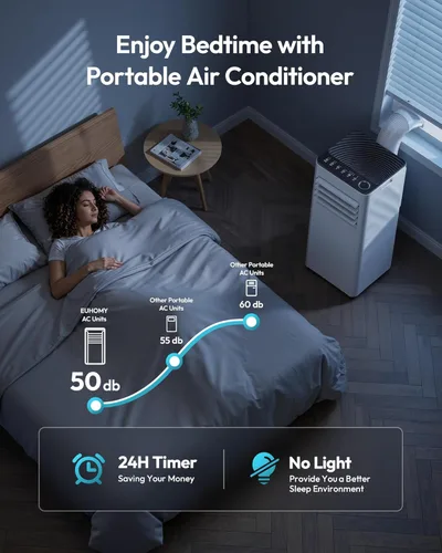 Miniatura 3 de EUHOMY Aire acondicionado portátil de 10,000 BTU, unidad de CA portátil 3 en 1 con refrigeración, deshumidificador, ventilador, modo de suspensión