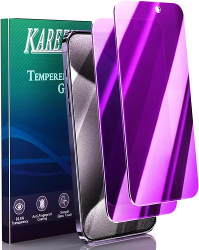 Miniatura 20 de KAREEN Paquete de 2 protectores de pantalla para iPhone 15/ iPhone 15 Pro, película de vidrio templado de 6.1 pulgadas, dureza 9H, antiarañazos, sin