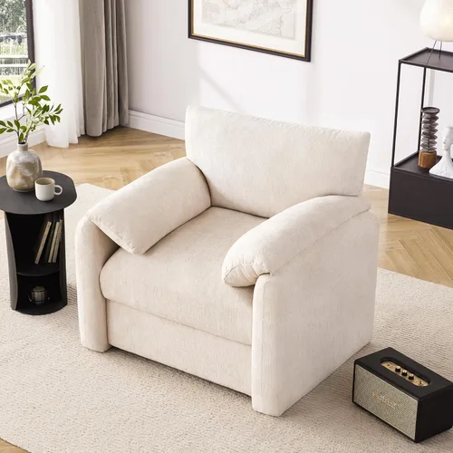 Miniatura 7 de Howjoe Sillón Extragrande de Chenilla, Sillas de Acento de 38.6 Pulgadas de Ancho para Sala de Estar y Dormitorio Silla de Descanso Moderna, Silla