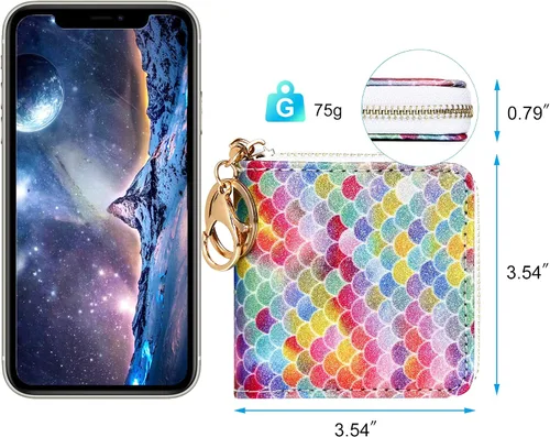 Miniatura 57 de GEEAD - Monedero pequeño con purpurina para mujer o niña, con anillo para llavero