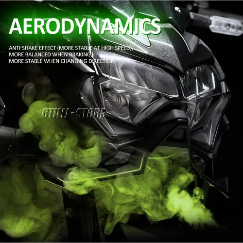 Miniatura 5 de Accesorios de motocicleta Z900 2022 - 2020, rojo, negro, verde, alerón delantero desnudo, alerón aerodinámico para Kawasaki Z900 (negro)