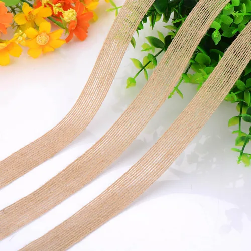 Miniatura 3 de Pangda 2 rollos de cinta de arpillera de 0.8 pulgadas x 11 yardas, de tela tejida de lino natural, para boda, manualidades, bordes hechos a mano