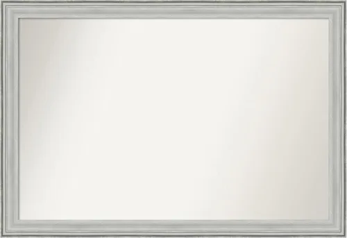 Miniatura 351 de Amanti Art Espejo de baño plateado para sobre fregadero, 25 x 25 pulgadas, espejo de tocador cuadrado estrecho de níquel cepillado, marco de madera