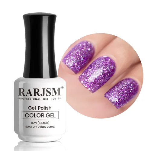 Miniatura 20 de RARJSM Esmalte de uñas de gel con purpurina de nieve, diamante brillante, gel de uñas de color blanco lechoso con pigmentos plateados y brillantes