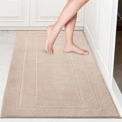 Miniatura 15 de PURRUGS Juego de 2 alfombras de cocina lavables a máquina (24 x 35.5 + 24 x 59 pulgadas), alfombras de pasillo de cocina antideslizantes y Marrón