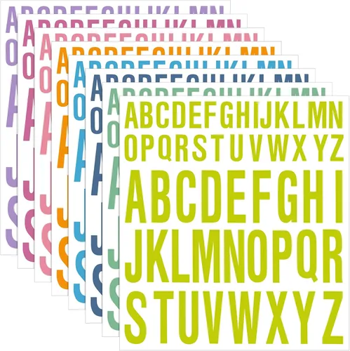 Gersoniel 8 hojas de calcomanías de letras de graduados, calcomanías de vinilo del alfabeto, impermeables, autoadhesivas, letras para pósteres,