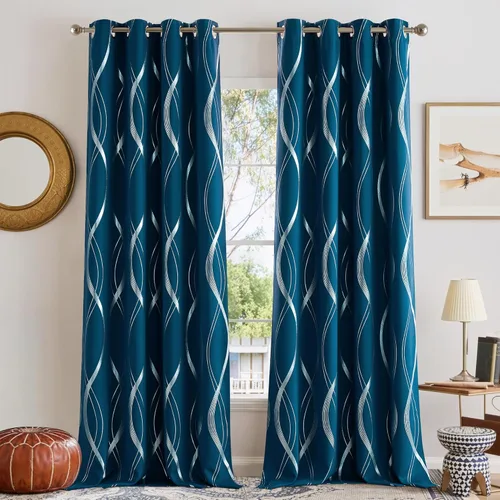 Miniatura 77 de NICETOWN Paneles de Cortinas Opacas para Dormitorio - Tratamiento de Ventanas con Aislamiento Térmico, Ojales Sólidos, Cortinas Opacas con Diseño