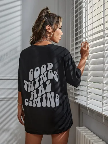Miniatura 4 de SOLY HUX Women's Oversized T Shirts Graphic Tees Letter Print Casual Summer Tops