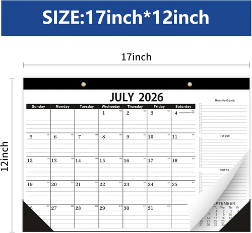 Miniatura 2 de Calendario de escritorio 2025-2026, de julio de 2025 a diciembre de 2026, calendario de escritorio 2025-2026 con lista de tareas, calendario 2025