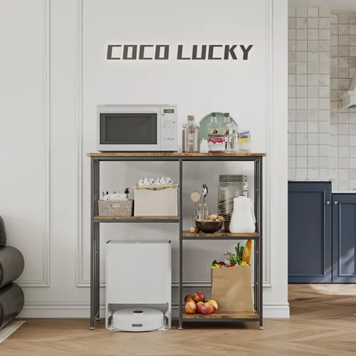 Miniatura 3 de COCOLUCKY Mini soporte para refrigerador con almacenamiento, barra de café con espacio para mini refrigerador, gabinete con almacenamiento, armario