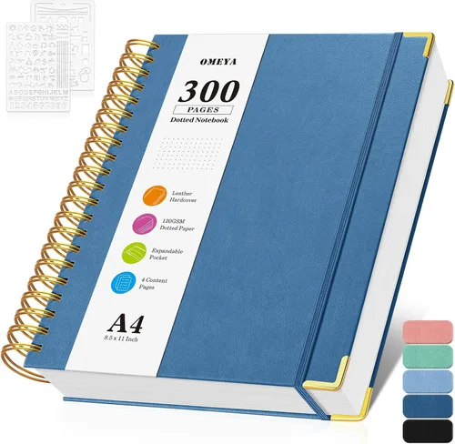 Miniatura 13 de Cuaderno de viñetas con espiral, diario de 300 páginas de cuero con contenido, cuadernos de 120 g/m² de papel grueso que no deja pasar la tinta