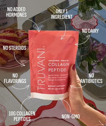 Miniatura 3 de Truvani - Péptidos hidrolizados de colágeno Sin sabor 1 porción 20g de polvo de proteína de colágeno alimentado con pasto Promueve la salud