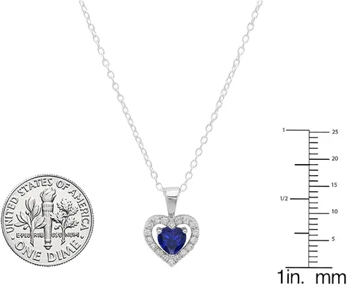 Miniatura 2 de Colgante de corazón de oro blanco de 18 quilates 0197in piedra preciosa y diamante redondo