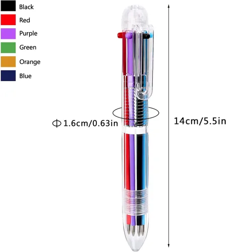 Miniatura 2 de Enyeopd Paquete de 6 bolígrafos multicolor en uno, bolígrafos divertidos para fiestas, bolígrafos retráctiles de colores para suministros de oficina