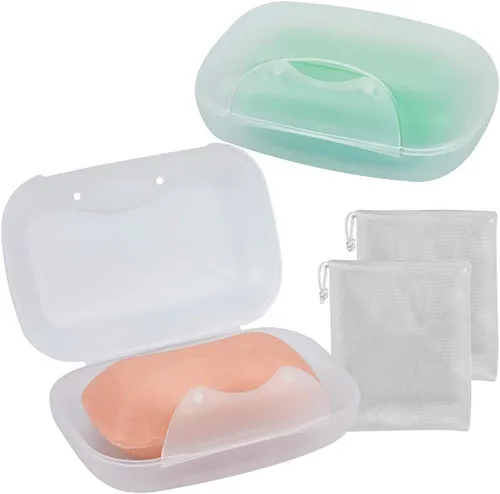 Miniatura 16 de Soporte de jabón de viaje, barra, jabonera, ducha, caja de almacenamiento de jabón para baño, camping, gimnasio, Vonpri (azul, paquete de 3)