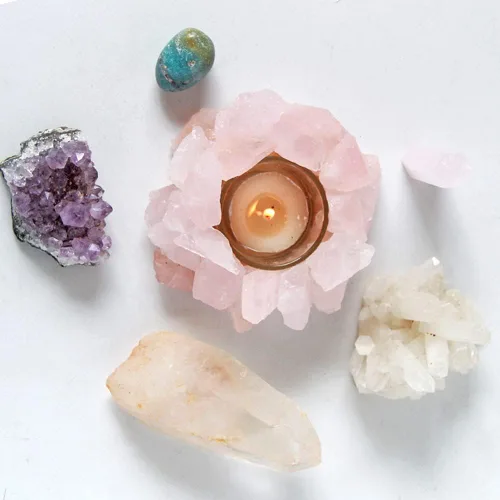Miniatura 4 de Portavelas votivas de piedra áspera de cristal, candelita de cristal curativo, portavelas de cristal curativo, decoración del hogar, piedra de reiki