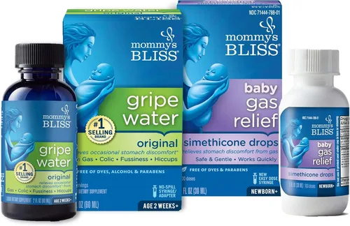 Mommy's Bliss Gripe Water & Baby - Paquete combinado de gotas de alivio de gases para bebés, alivia gases, cólicos, hipo y irritabilidad, suave para