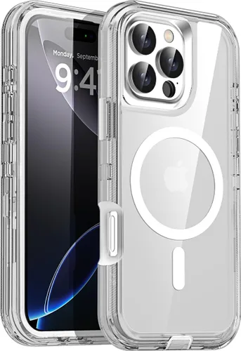 Miniatura 36 de AICase Funda transparente para iPhone 16e/13/iPhone 14, compatible con MagSafe 3 en 1, resistente protección contra caídas, cuerpo completo, a