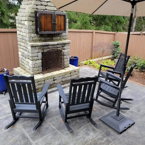 Miniatura 8 de Stoog Mecedora para patio, para todo tipo de clima, soporte de peso de 400 libras, nunca se decolora ni se pudre, para patio trasero, hoguera, Teca
