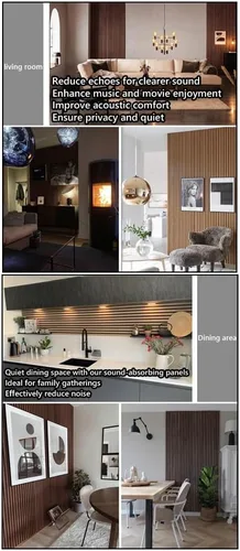 Miniatura 7 de Paneles acústicos de pared acústicos, paneles grandes insonorizados, panel de absorción de sonido acanalado 3D con acabado de madera, tratamiento