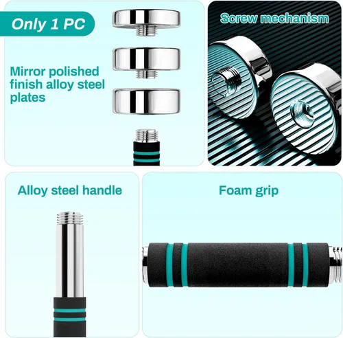 Miniatura 4 de LIFERUN Single Steel Adjustable Dumbbell, 5/10/15lb Free Weight Single Dumbbell, Non-Slip and Comfortable Foam Handle, Adjustable Single Dumbbell