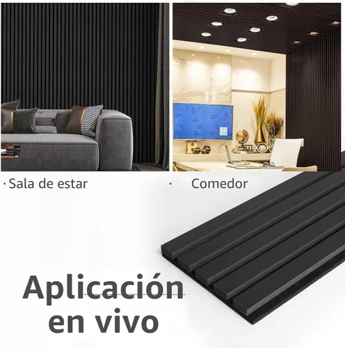 Miniatura 6 de Art3d Paneles acústicos de listones de madera de 4 piezas para decoración elegante y reducción de ruido, panel texturizado 3D para techo y pared