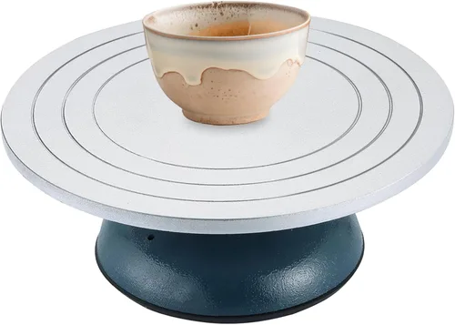 FLKQC Rueda de escultura de cerámica de cerámica | Rueda de metal resistente de 12 pulgadas de diámetro para decoración de cerámica con funda de