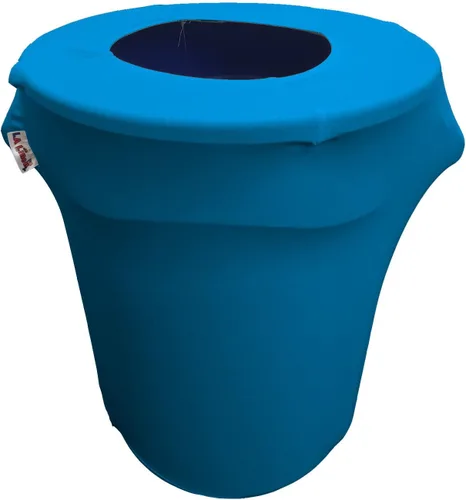 Miniatura 45 de LA Linen Cubierta para cubo de basura ajustable de elastano elástico de 32 galones, cubierta redonda para contenedor de residuos, decoración de Gris