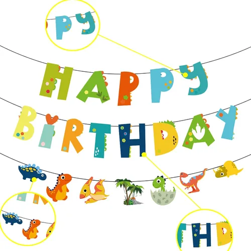 Miniatura 3 de Cartel de dinosaurio, decoración de fiesta temática de dinosaurios, decoración colgante para interiores y exteriores, juego de fiesta de cumpleaños