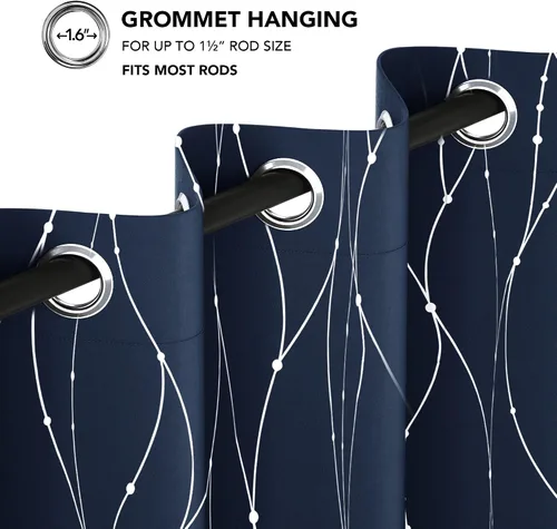 Miniatura 8 de Deconovo Juego de 2 paneles de cortinas blackout, 84 pulgadas de largo, cortinas para dormitorio con ojales y diseño floral