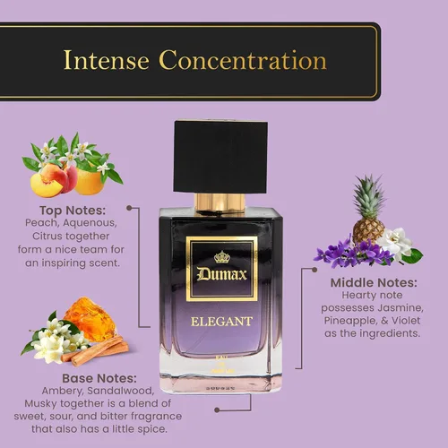 Miniatura 6 de Dumont ELEGANTE – 3.4 oz – Perfume unisex para hombres y mujeres – Fragancia afrutada, floral, almizclada y de lujo – Bruma de colonia de larga
