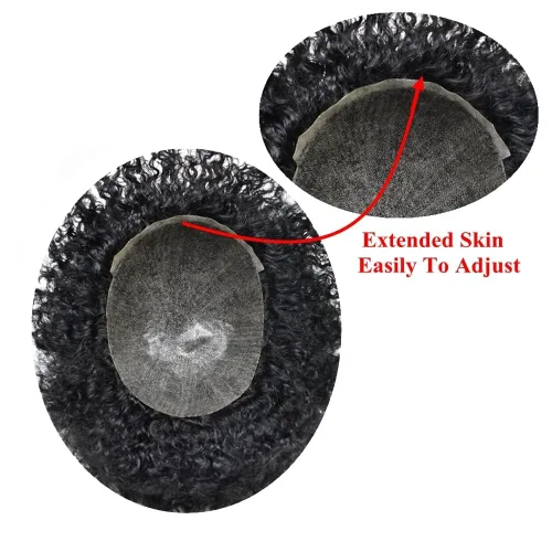 Miniatura 8 de Afro Toupee para hombres negros, rizado brasileño, pieza de cabello humano de 8 x 10 pulgadas, unidades de cabello negro, afroamericano afro