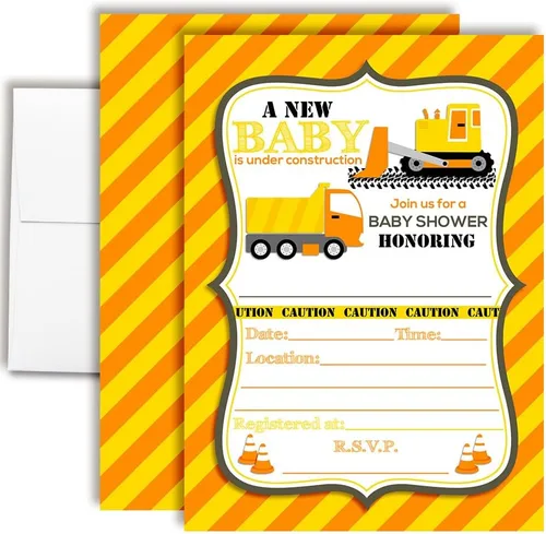 Miniatura 11 de Amanda Creation Here Comes the Son - Invitaciones para baby shower para niños, 20 invitaciones de doble cara de 5 x 7 pulgadas con 20 sobres blancos