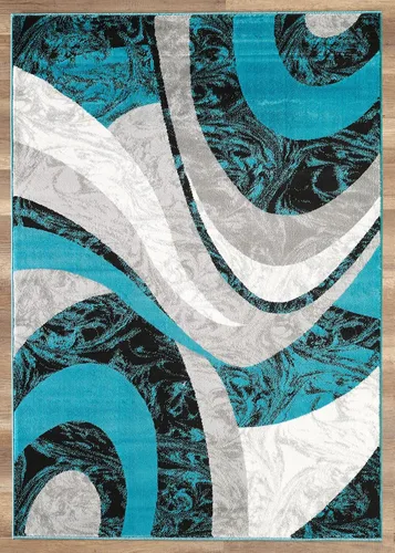 Miniatura 8 de Yafa Home Fashion Alfombra moderna y contemporánea con diseño de remolinos, lujosa, elegante y moderna (negro/gris, 2 pies x 3 pies)