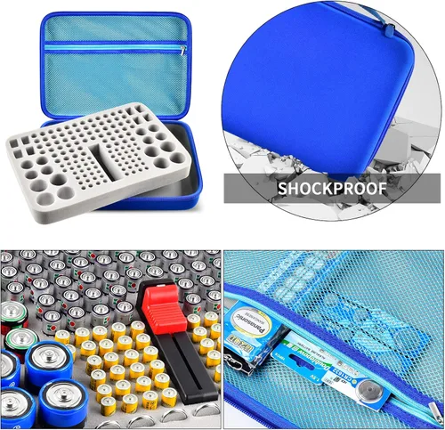 Miniatura 4 de GWCASE Estuche organizador de baterías con probador, capacidad para más de 150 pilas AA AAA 9V C D y celdas de monedas, caja de almacenamiento