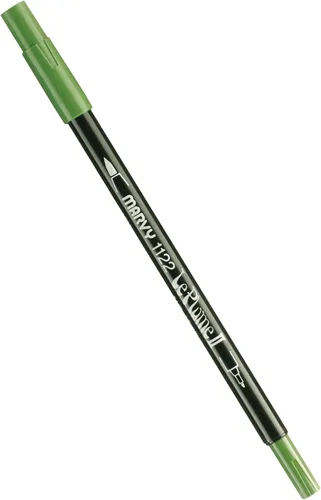UCHIDA Marvy - Rotulador de punta extra fina Le Plume II de doble punta, suministros de arte, verde oliva, 1 unidad (paquete de 1)