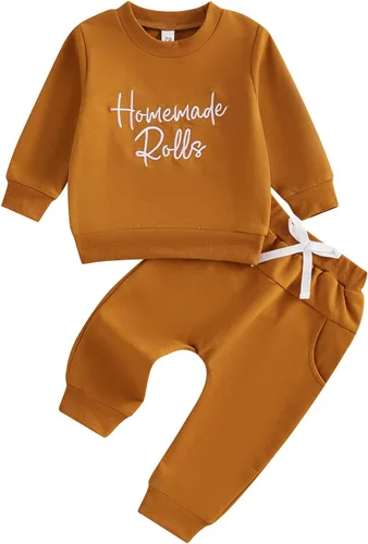 Miniatura 125 de Adobabirl Conjunto de sudadera y pantalones de Halloween para bebé, sudadera y pantalones con parche de calabaza para Halloween, otoño, ropa de bebé