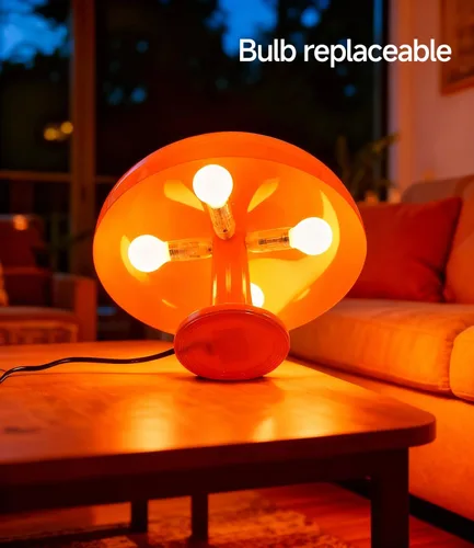 Miniatura 3 de Lámpara de hongo naranja Anykonio, lámpara de mesa moderna de mediados de siglo para dormitorio, lámparas pequeñas de mesita de noche decorativas