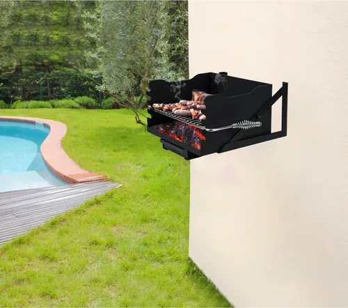 Miniatura 8 de Stanbroil Barbacoa de carbón para exteriores, parrilla de barbacoa de acero resistente con rejilla de cocina de acero inoxidable y poste sobre/bajo