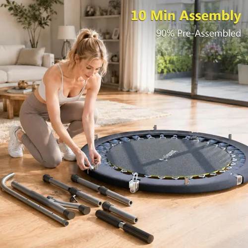 Miniatura 5 de SkyBound Mini Rebounder Trampoline for Adults Foldable Fitness Rebounder with Adjustable T-Bar Handle - 40" Exercise Trampoline for Kids & Adults