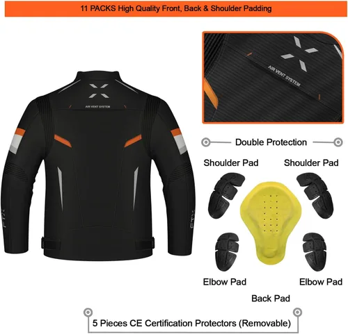 Miniatura 2 de FTX Chaqueta de motocicleta para hombre, armadura de equipo de protección de cuerpo completo, chaqueta de motocicleta de tela textil Cordura