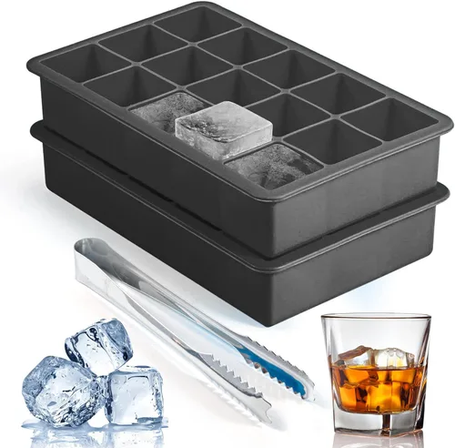 Bandejas de silicona para cubitos de hielo para congelador, paquete de 2, molde cuadrado de fácil liberación, la mejor bandeja de cubitos de hielo