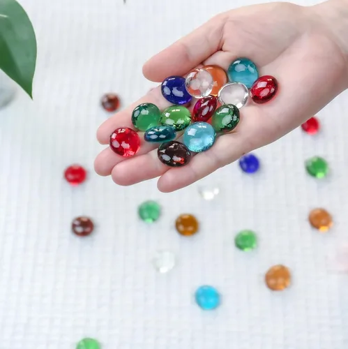 Miniatura 3 de CYS EXCEL Cuentas de vidrio de colores surtidos de 5 libras para jarrones, cuentas de piedras preciosas de mármol planas, rellenos de jarrones