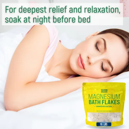 Miniatura 5 de Copos de baño de magnesio, sal del mar muerto, sales del mar muerto para remojar, copos de magnesio para baño, mejorados con aloe vera (10 libras)