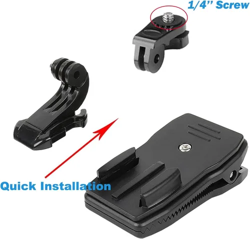 Miniatura 2 de momerch Soporte para correa de hombro para mochila 360 con clip de bolsa con base de adaptador de trípode de liberación rápida compatible con Go Pro