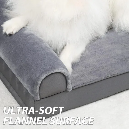 Miniatura 3 de KSIIA Cama ortopédica para perros, cama impermeable para perros con espuma para huevos y parte inferior antideslizante, 30 x 20 pulgadas, gris