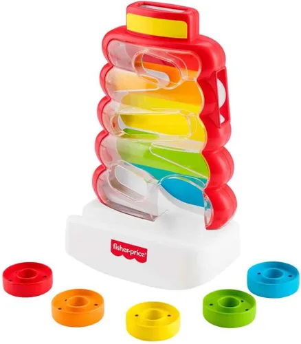 Fisher-Price Juguete para bebé y niño pequeño Rock-a-Stack, actividad de caída de monedas para el juego de desarrollo de bebés de 9+ meses
